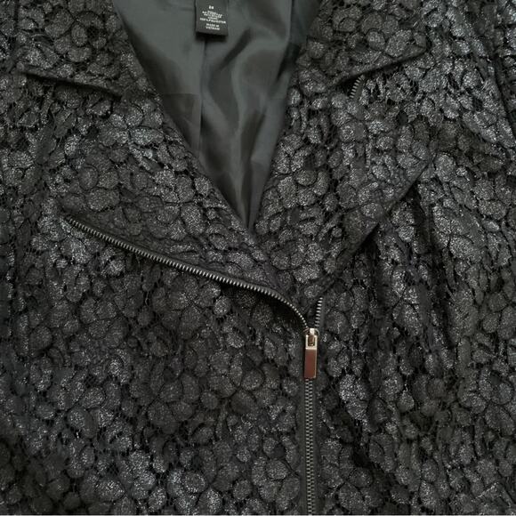 Lane Bryant Blazer Jacket Black Lace Overlay Asymmetrical Zip Coat Woman Size 26 - Picture 3 of 14